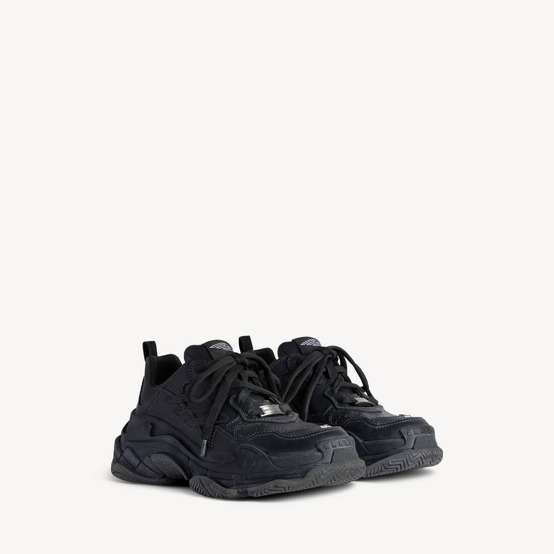 Herrars Triple S sportig sneakers i svart
