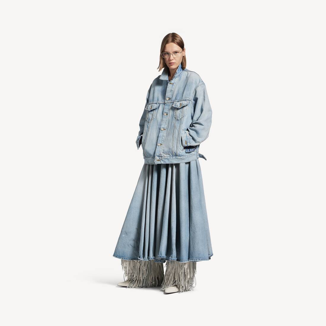 Dames denimjacka regular fit i dirty light blue