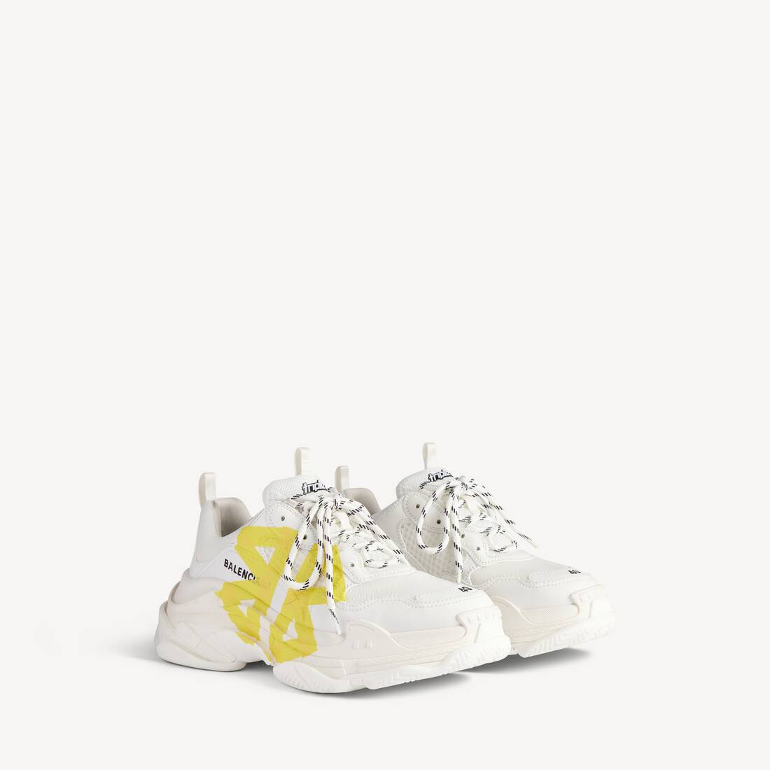 Damas Triple S Tape-typ sko i vitt/gul