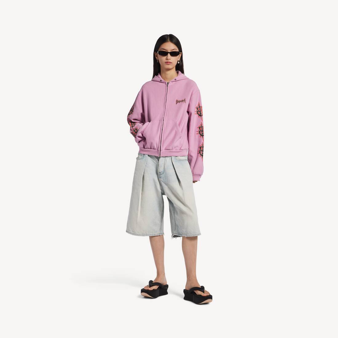 Damhjälm från Balenciaga Sacré Cœur med dragkedja i medium passform i gammal rosa