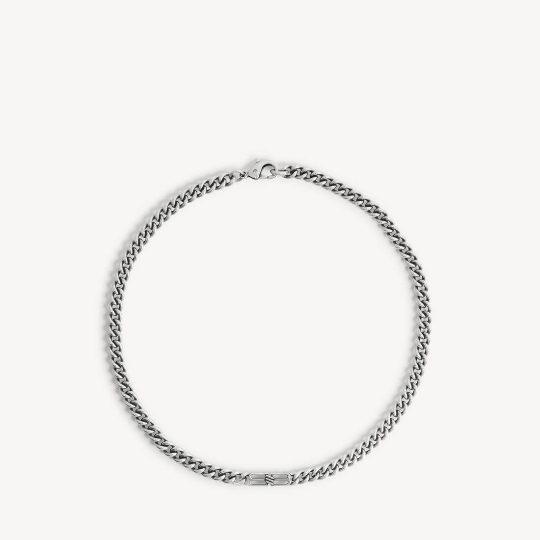 Mans Bb Icon Tunn Gourmette-halsband i antik silver
