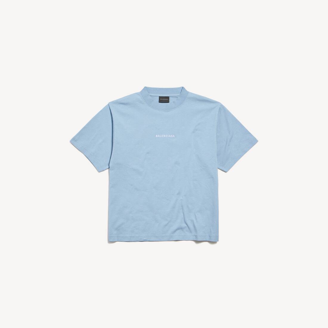 Damens Balenciaga bak T-shirt Medium Fit i ljusblå/vit