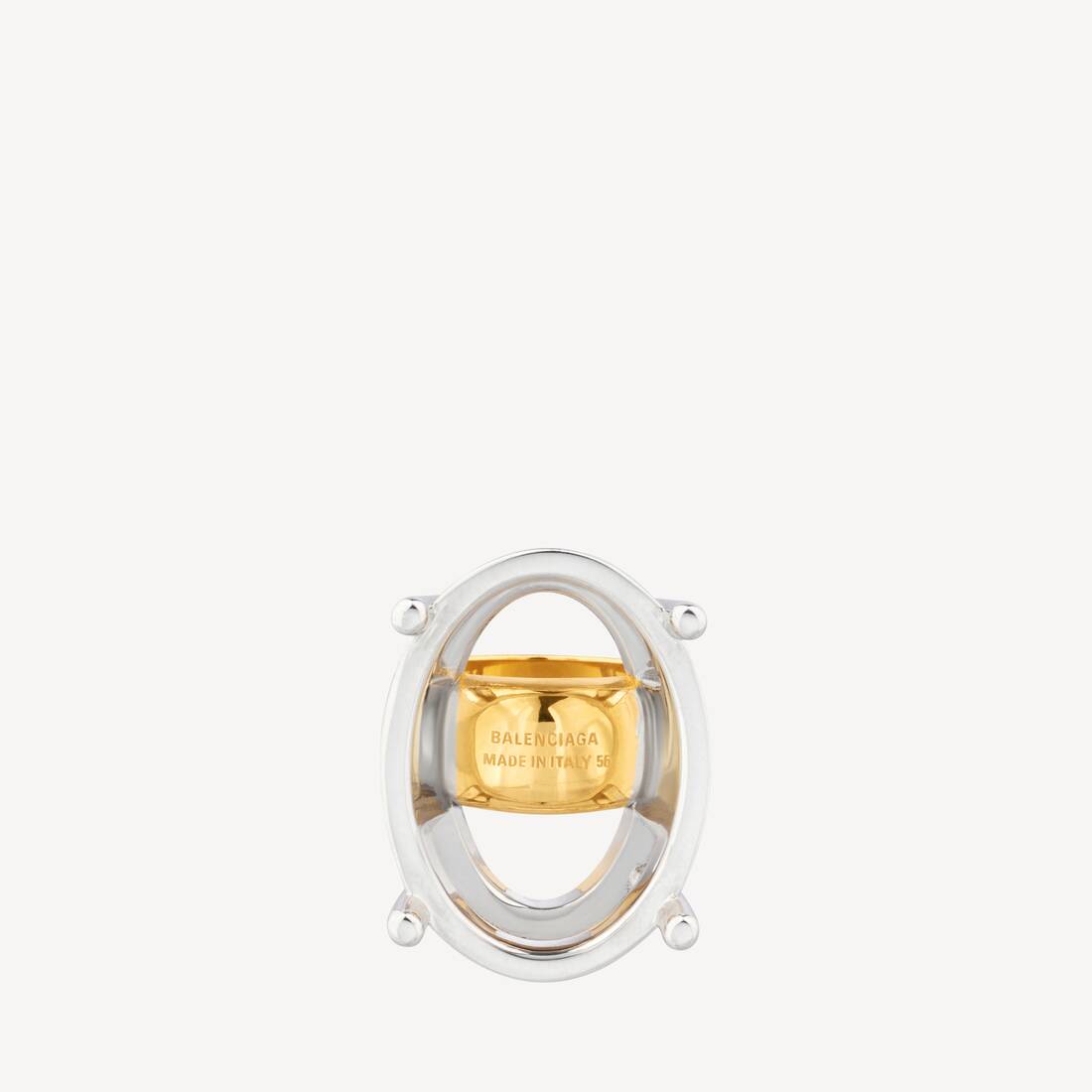Kvinnors ram oval ring i glänsande silver/glänsande guld