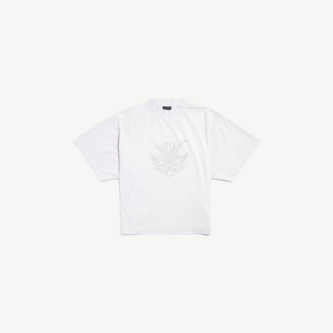 Kittycat-kort T-shirt för damer i smutsigt vitt/svart