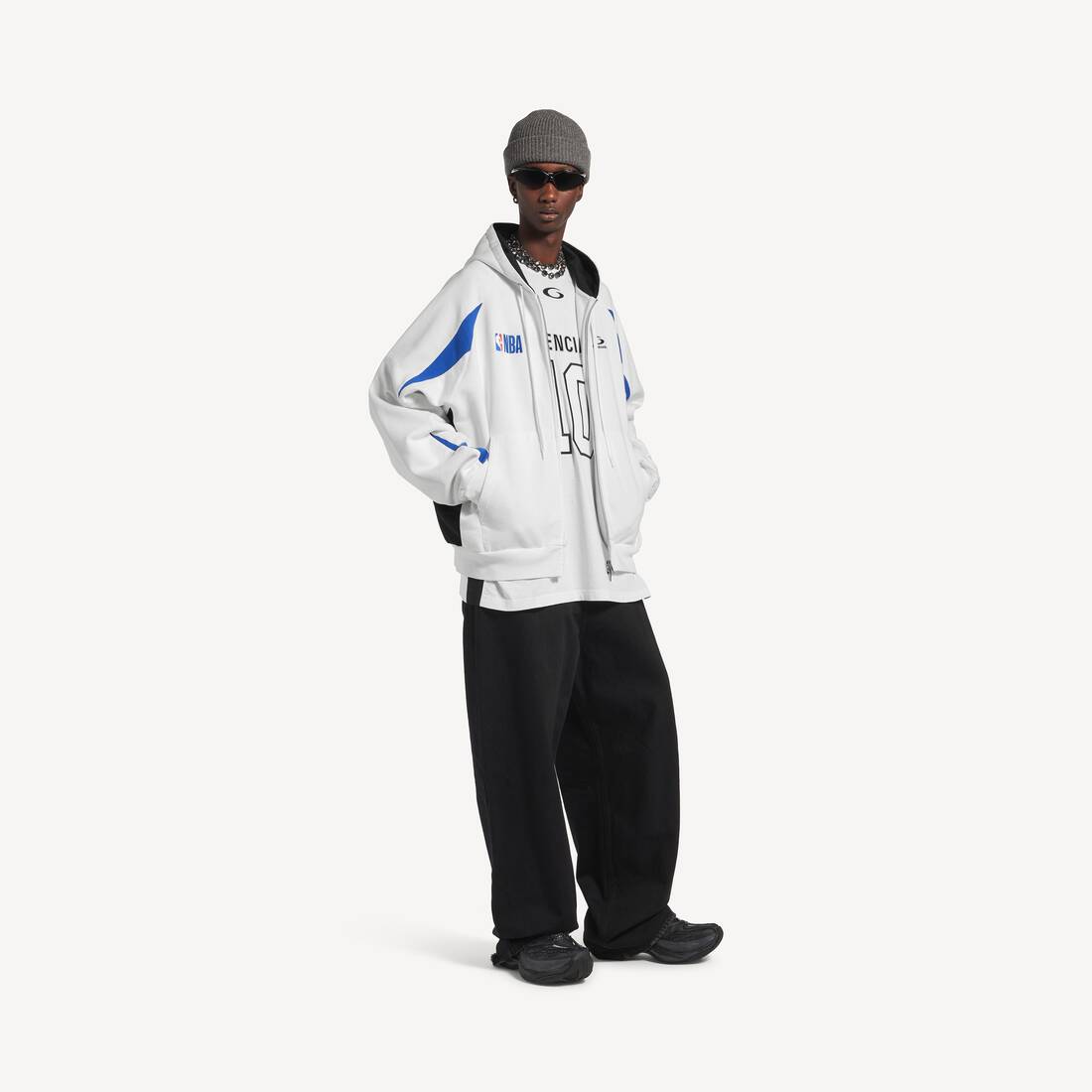 Herrars Balenciaga | NBA-samarbete Oversized zip-up-tröja i vitt/multifärg