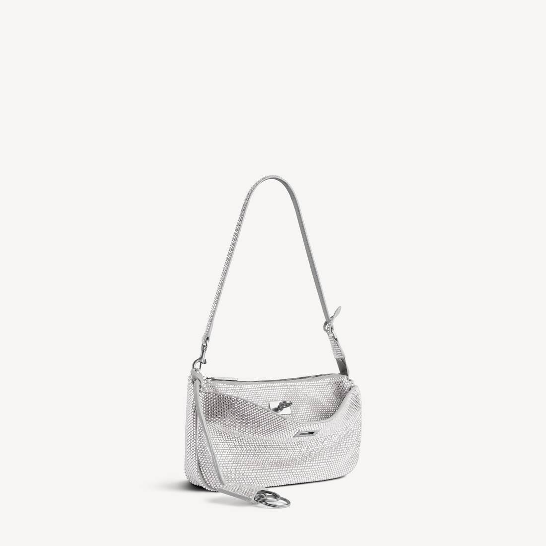 Kvinnas rodeo-slingpochette med strass i rökgrå