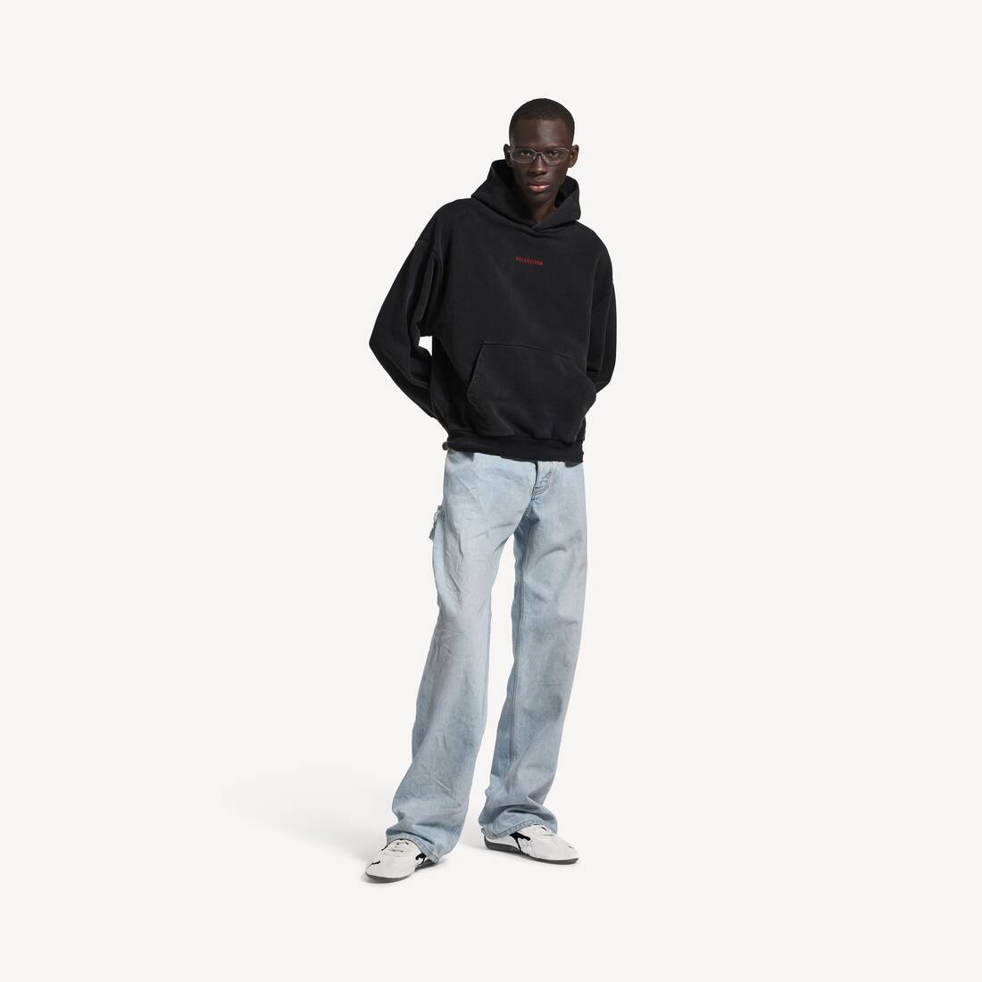 Herrars Balenciaga baktröja medium fit i släckt svart/rött