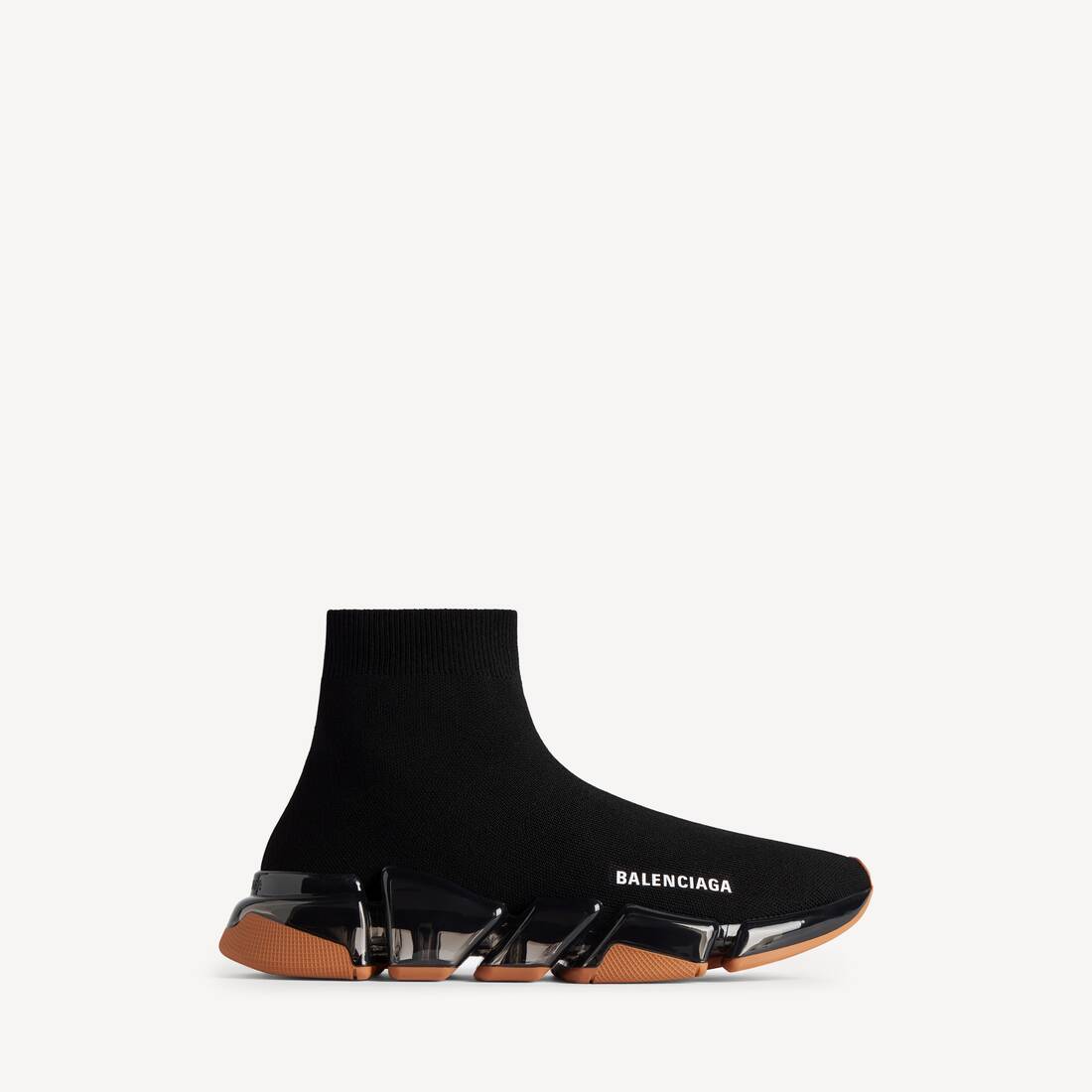 Herrars Speed 2.0 Full Clear Sole återvunnen tröja-sneaker i svart/orange