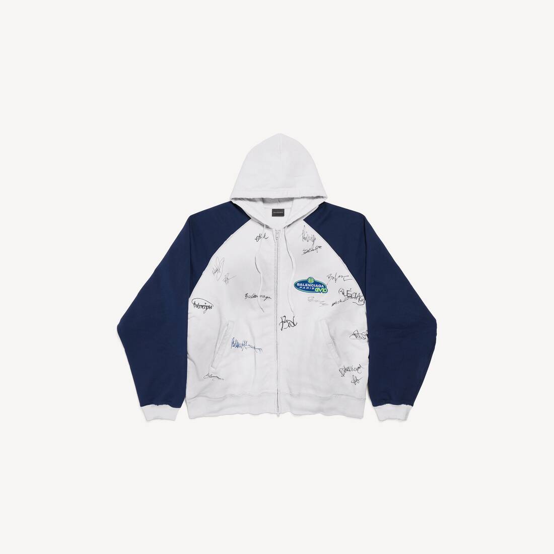 Herrans Banana Raglan Oversized zipphoodie i dirty white/blå