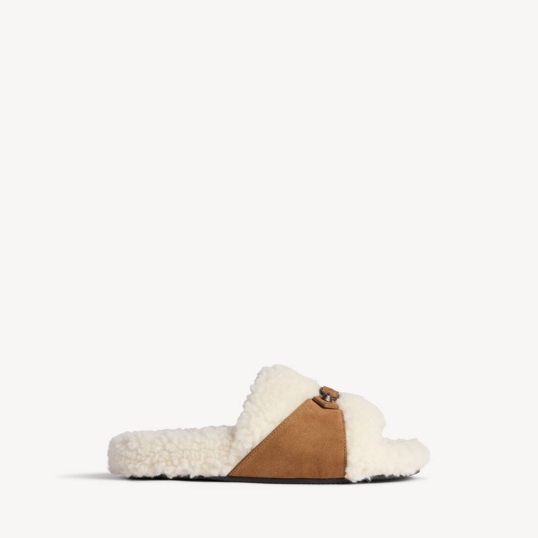 Damas mjuk öppen mule i off white/brown