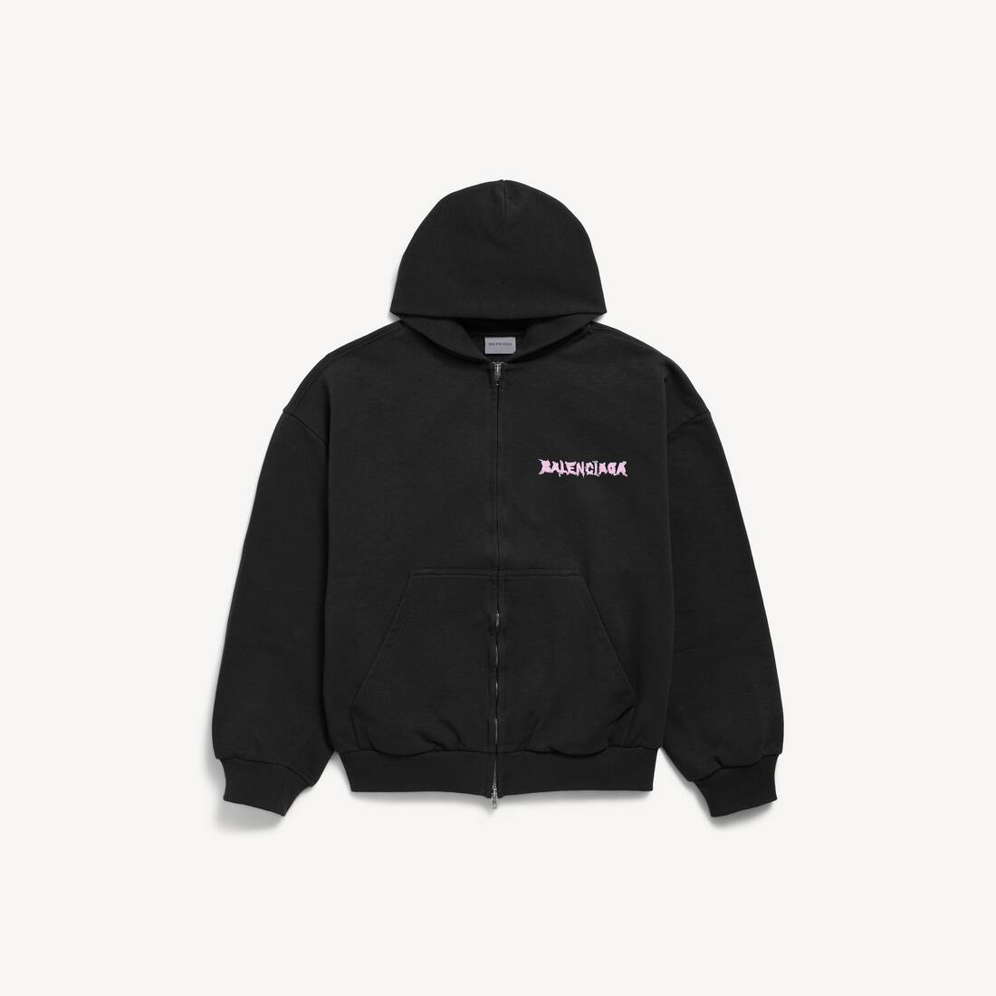 Herrarnas DIY Balenciaga bakåt zipad huvudvärn i svart
