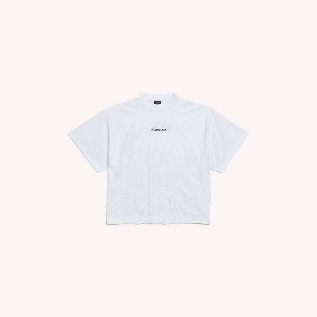 Damens Balenciaga bakcropped T-shirt i vitt/svart