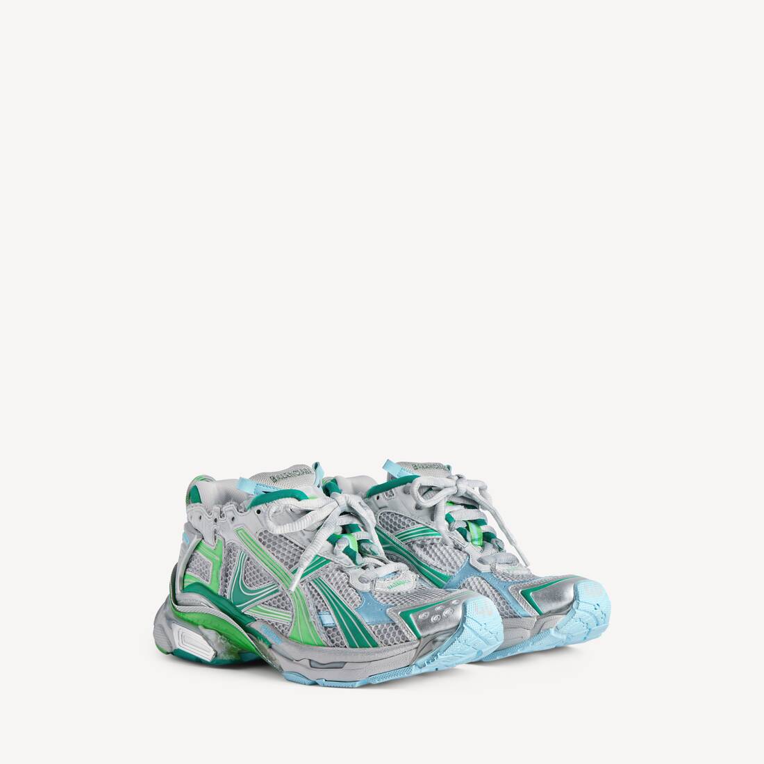 Herrarnas löpande sneakers i grå/grön/blå