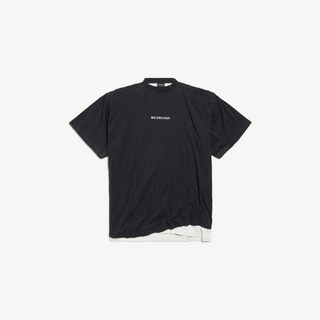 Herrarnas Balenciaga Back Double-T-shirt i släckt svart