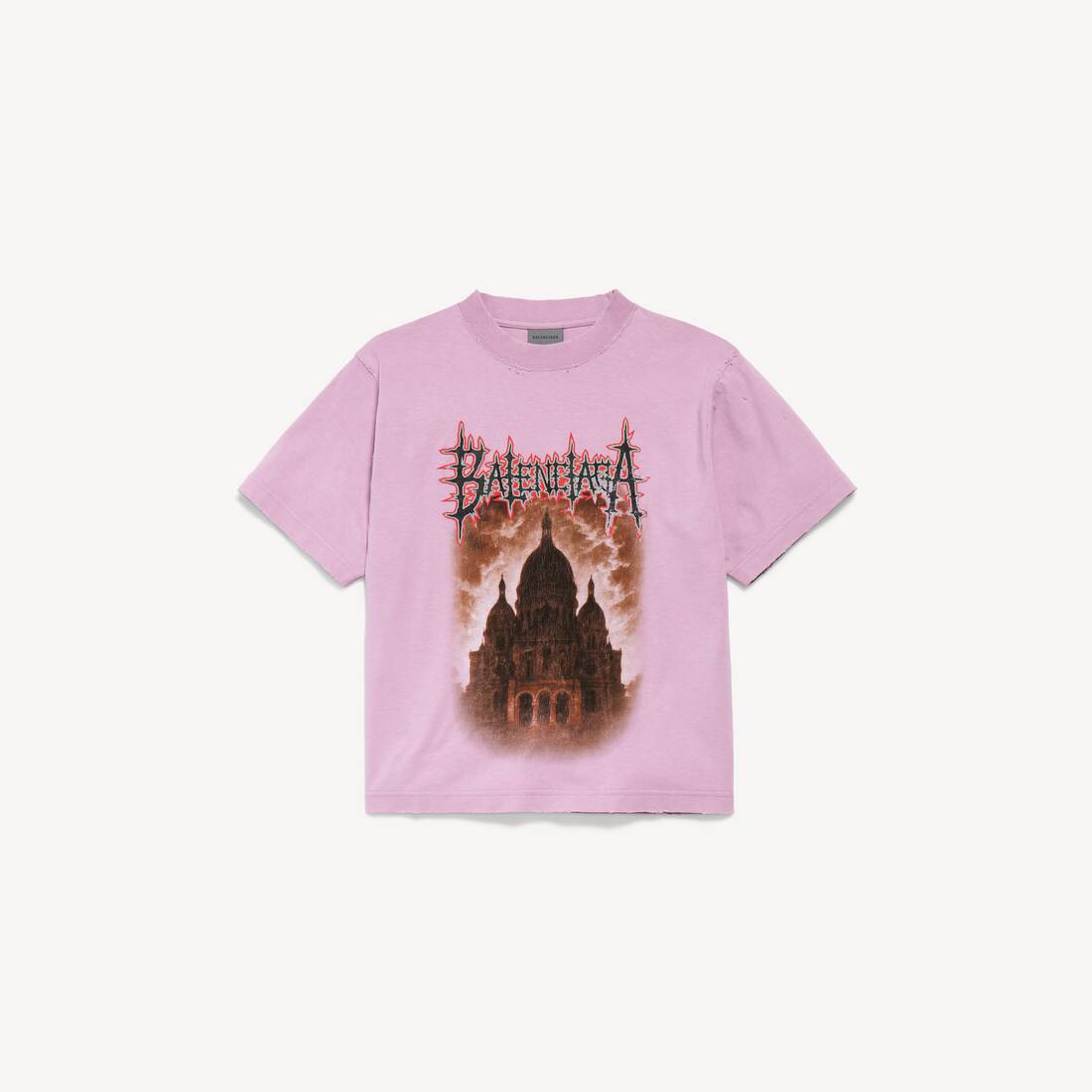 Damers Balenciaga Sacré Cœur T-shirt Medium Fit i gammal rosa