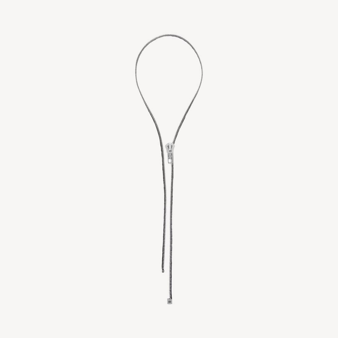 Skräddarsydd zip-halsband i glänsande silver/antik silver/svart