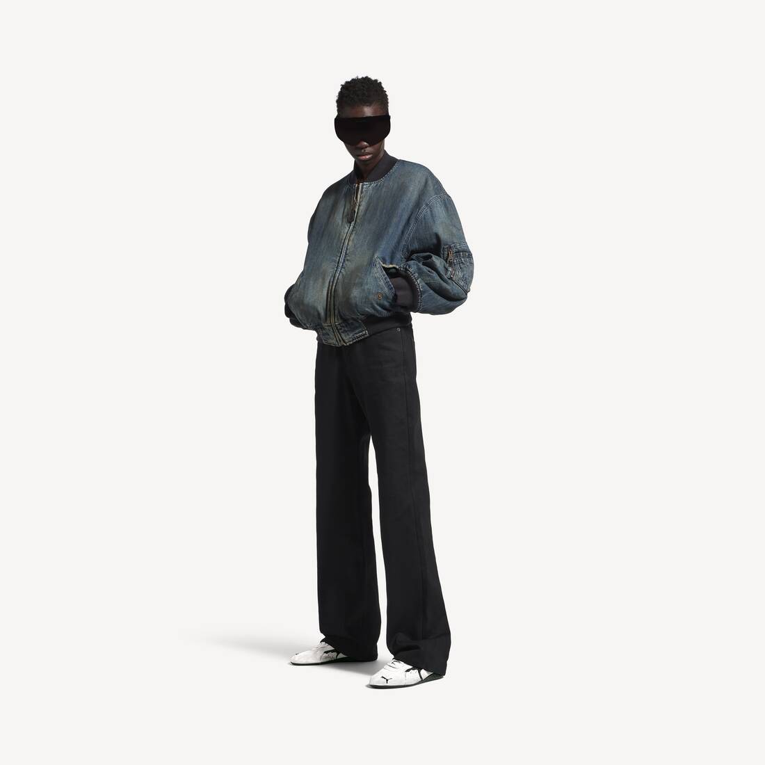 Damers standard denim bomber i blått