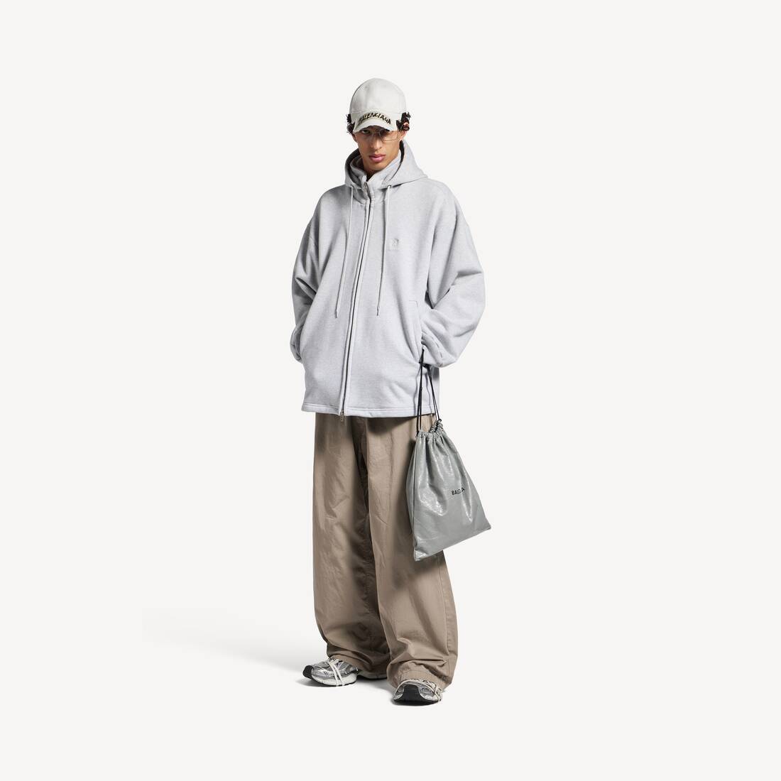 Herrarnas lion outerwear zip-up hette i ljus heathergrå
