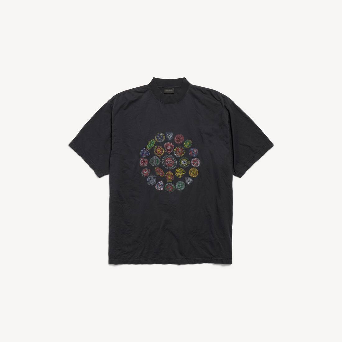 Herrars spiral crest T-shirt medium fit i släckt svart