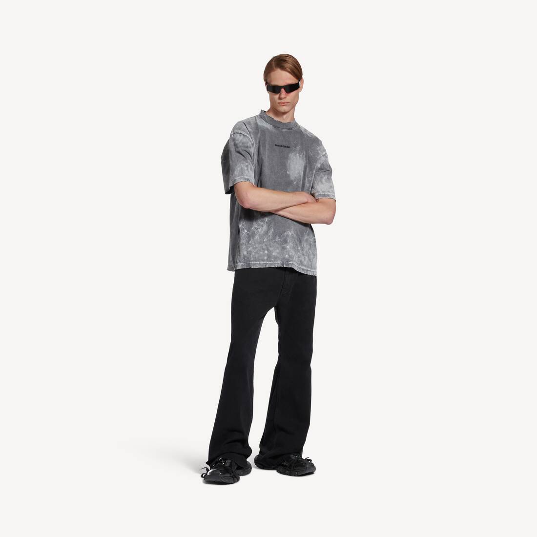 Herrarnas Balenciaga bak T-shirt Medium Fit i grå