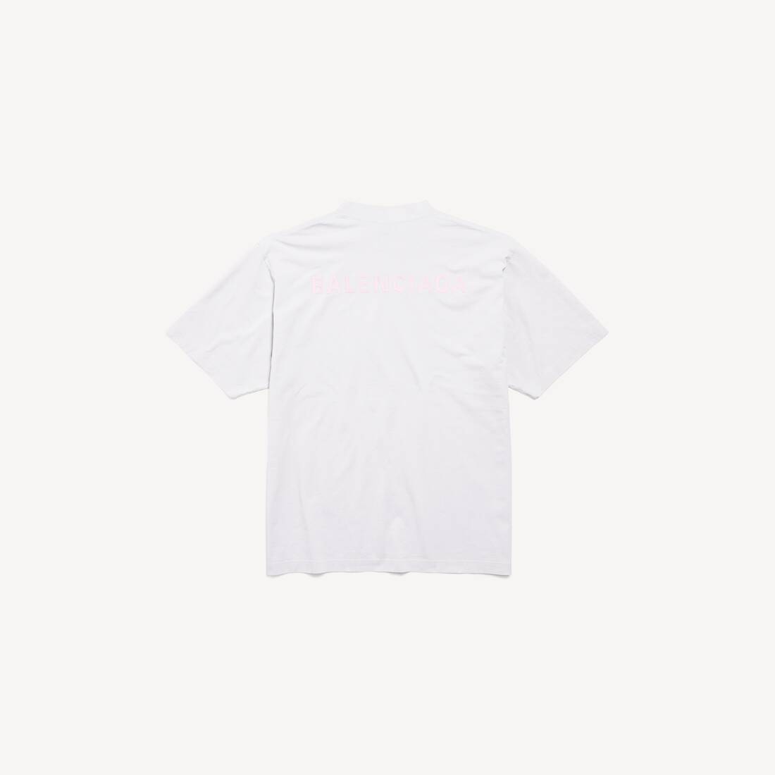 Herrarnas Balenciaga bak T-shirt medium fit i dirty white/baby-pink