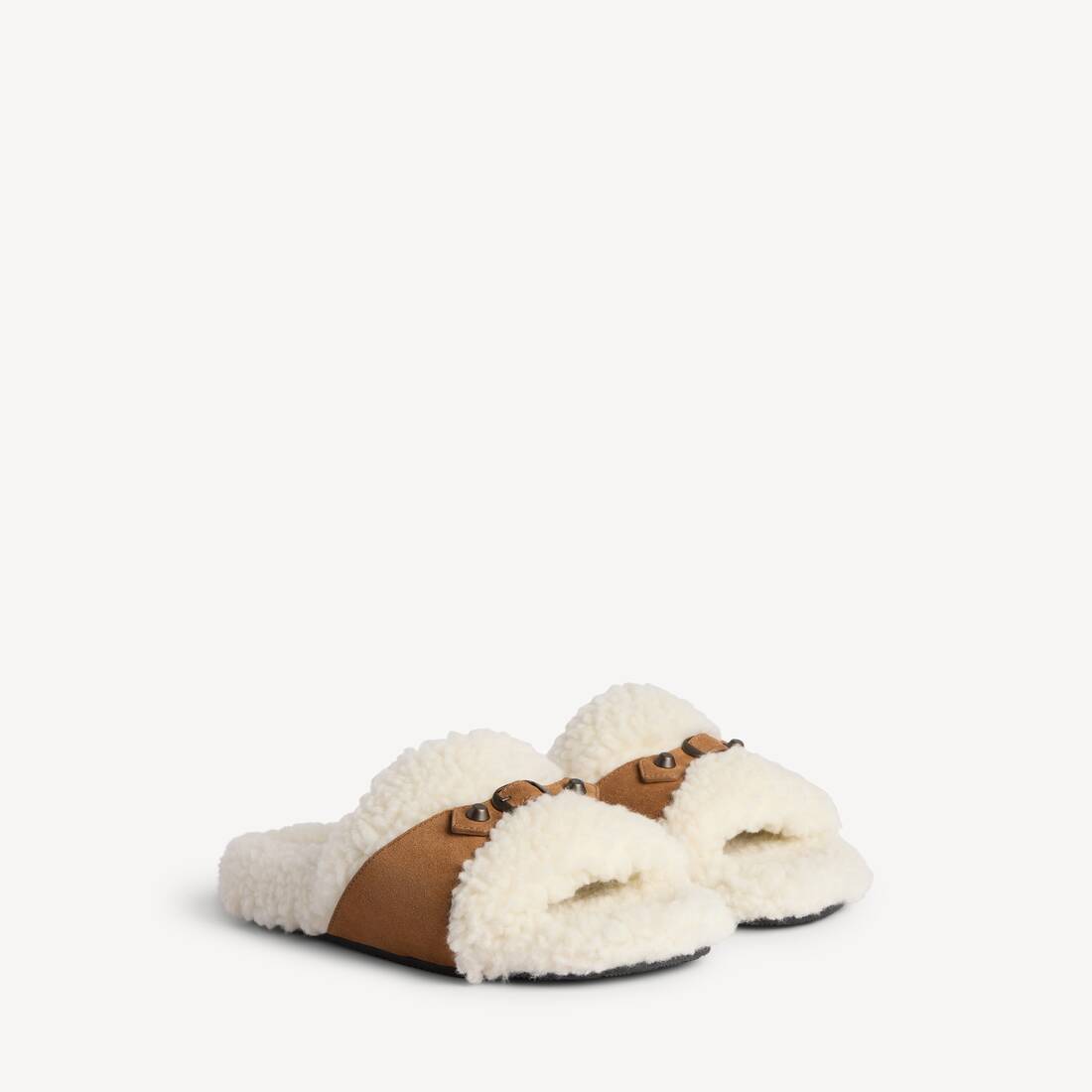 Damas mjuk öppen mule i off white/brown