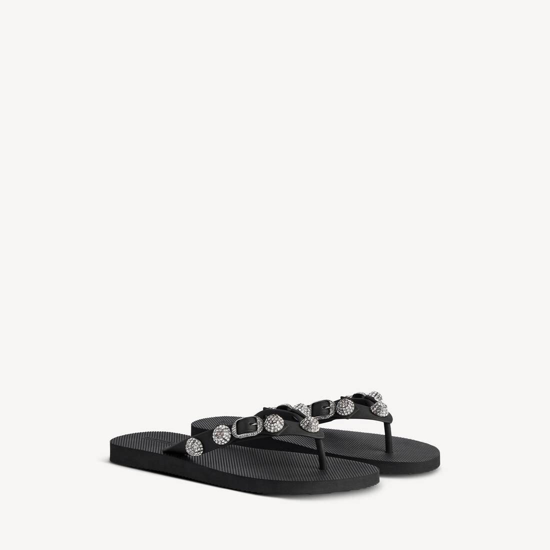 Kvinnas Cagole thong-sandaler i svart/kristall