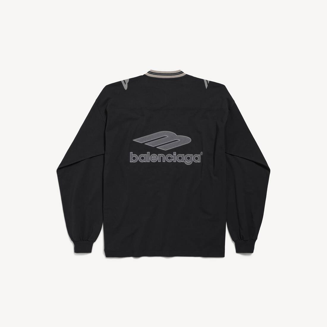 Herrars 3b fotboll långärms V-hals T-shirt i svart/antracit