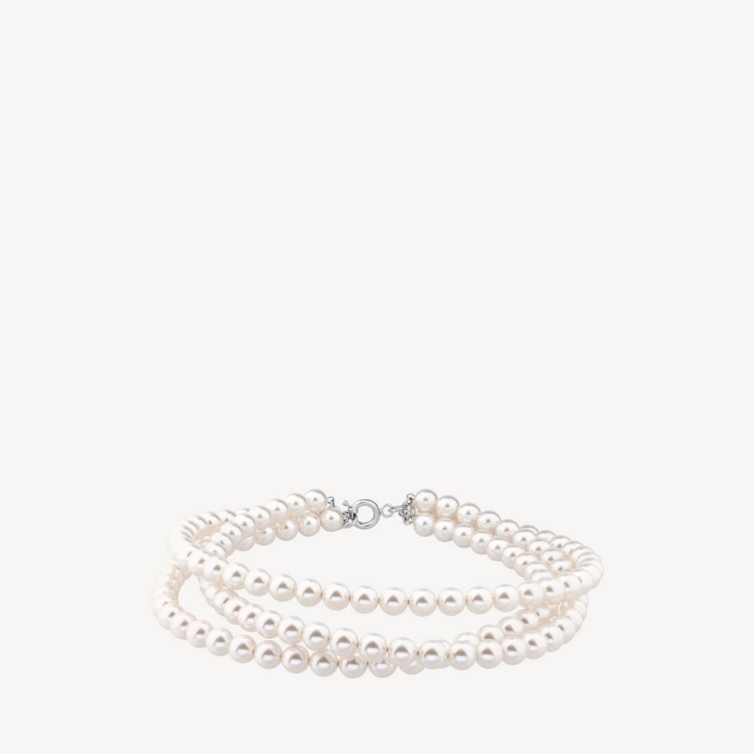 Damas perles 3-rads halsband i glänsande silver/vit