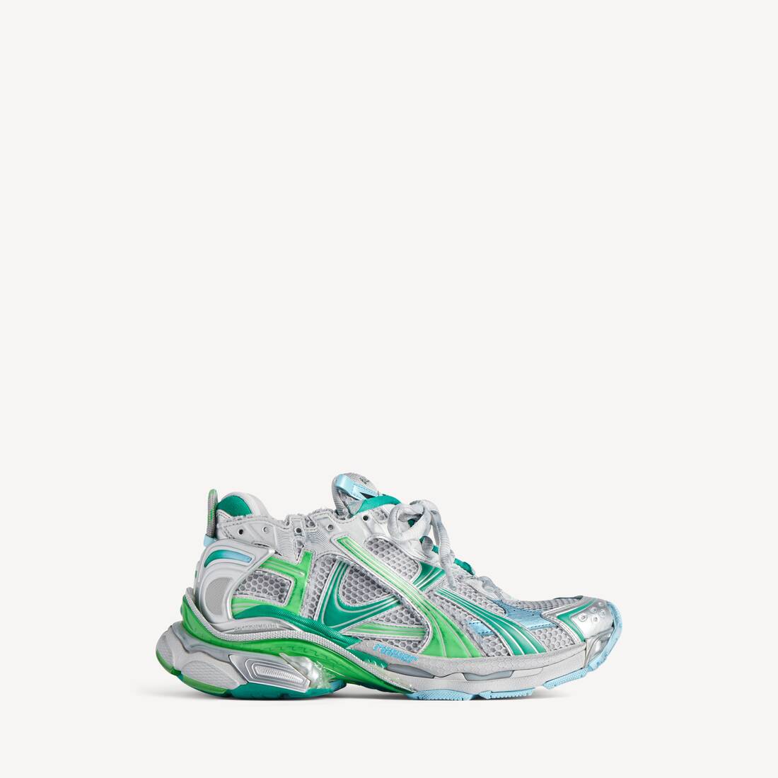 Herrarnas löpande sneakers i grå/grön/blå