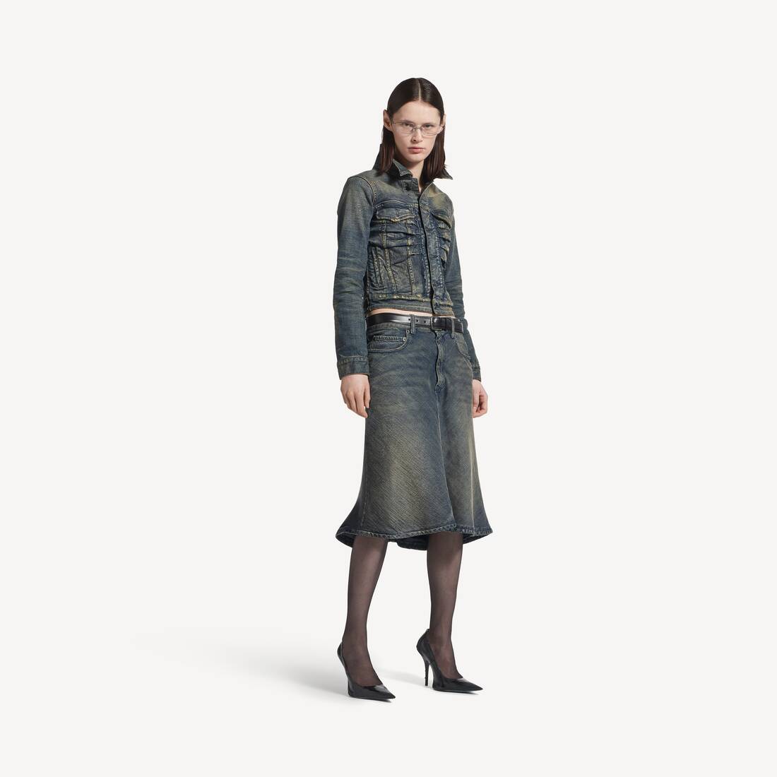 Dames ruchad denimjacka i blått