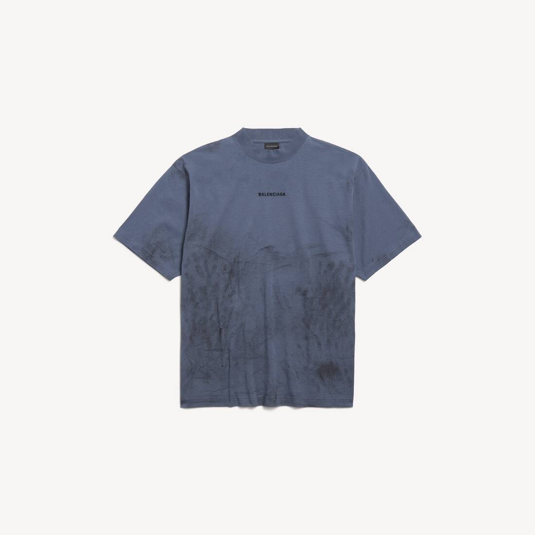 Herrars Balenciaga bak T-shirt Medium Fit i blek mörkblått/svart
