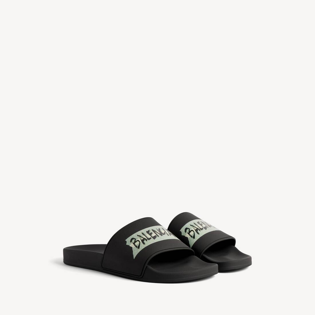 Herrars poolsläppsandaler i svart/vitt