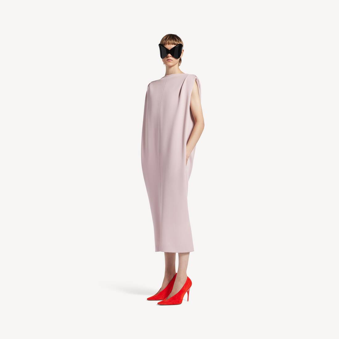 Damas midi-säckdräkt i dammigt rosa