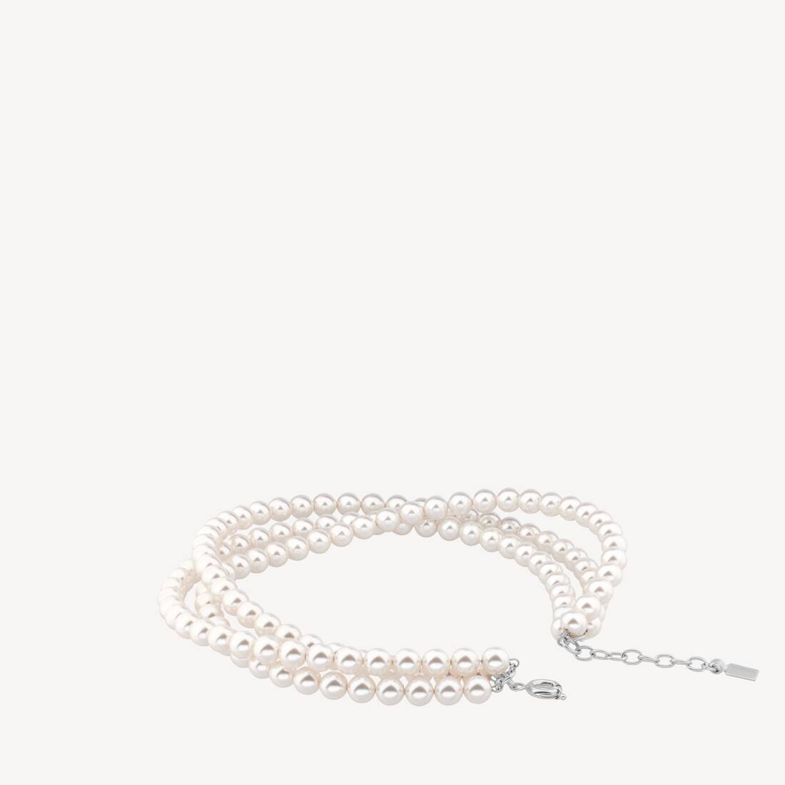 Damas perles 3-rads halsband i glänsande silver/vit