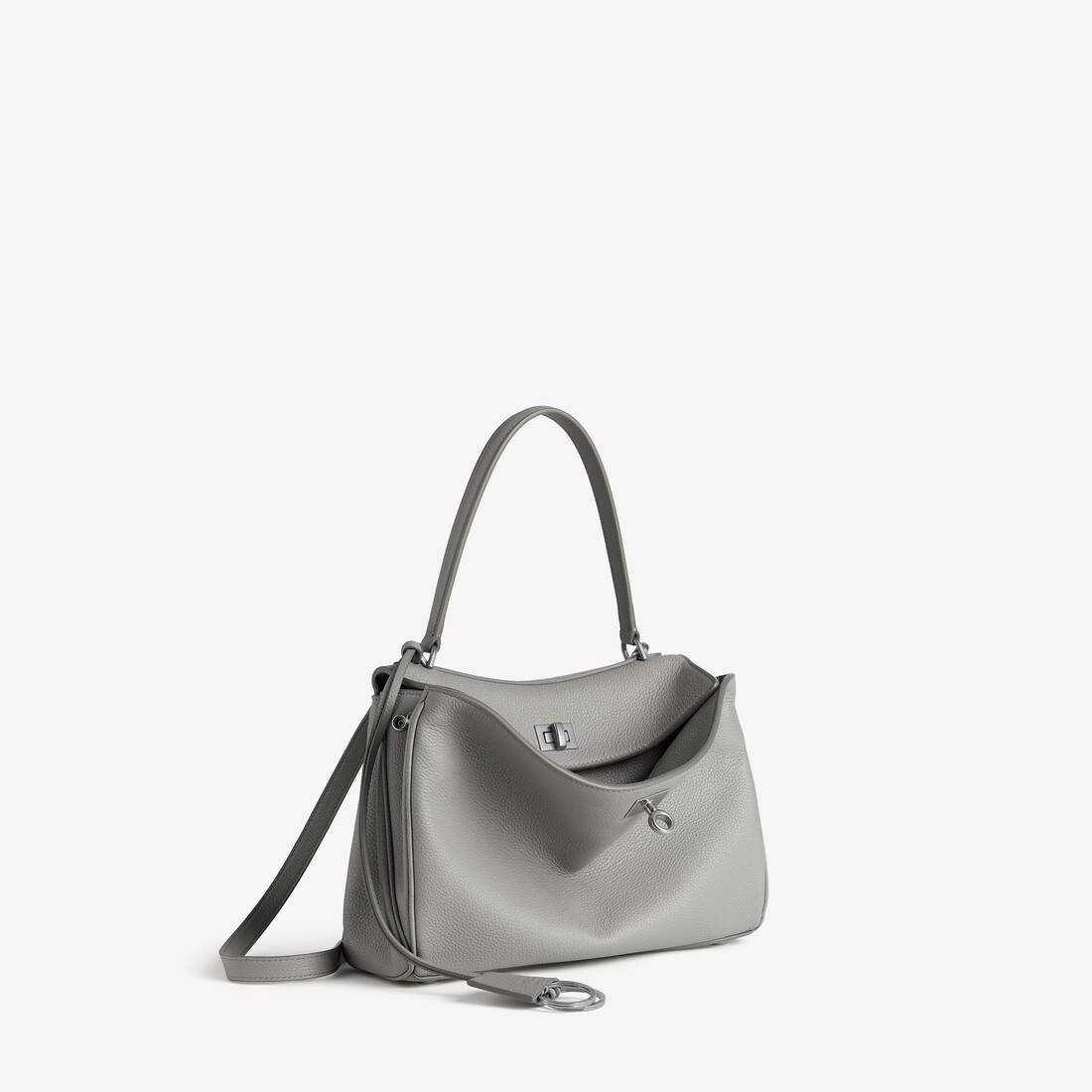 Dames Rodeo-handväska, liten, grå kalskinn i Balenciaga