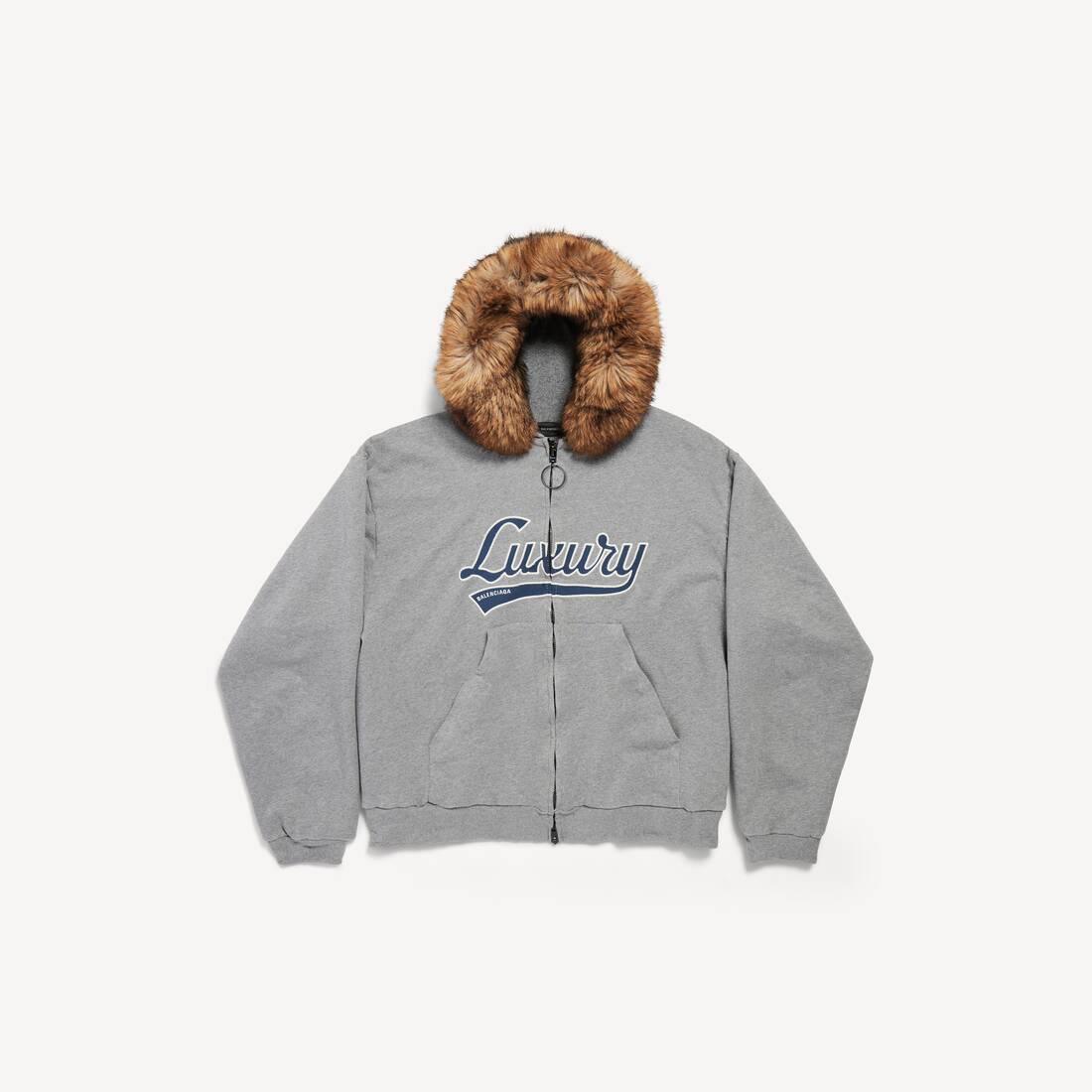 Herrars lyxigt skript överstödd zip-hoodie i mörk heathergrå
