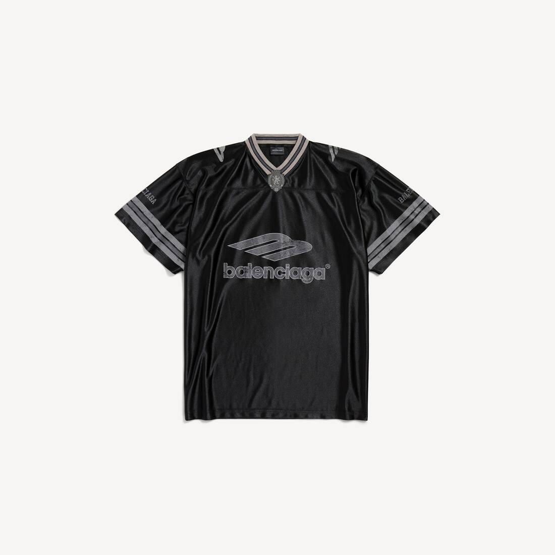 Herrarnas 3b fotboll V-hals T-shirt oversized i svart/antracit