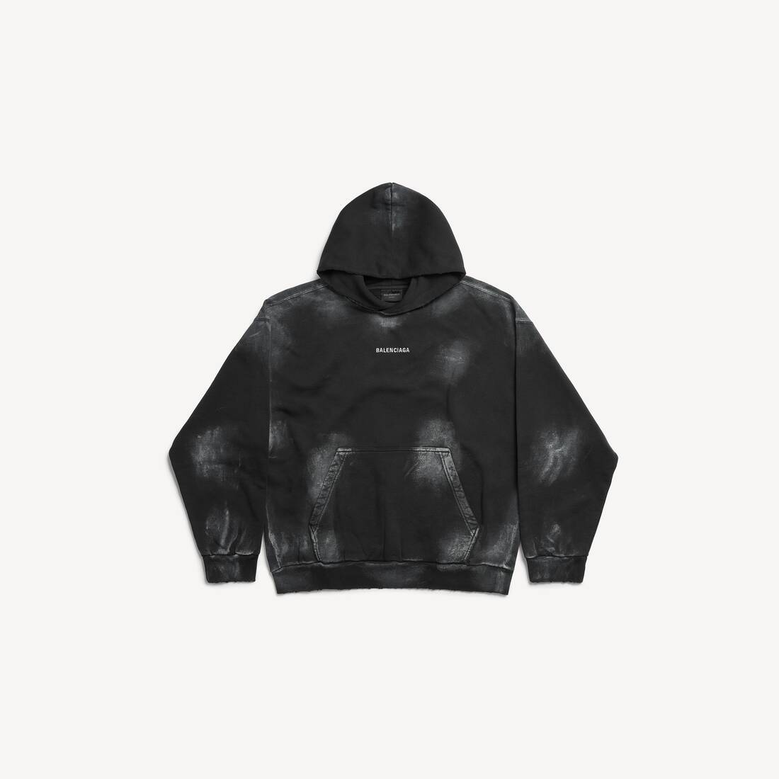 Herrars Balenciaga bak hoodies medium fit i blekad svart/vitt