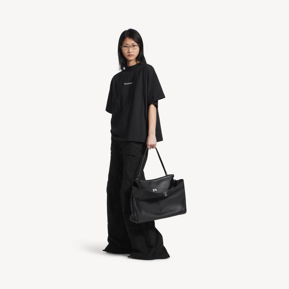 Damhjälm Balenciaga bakcropped T-shirt i svart/vitt