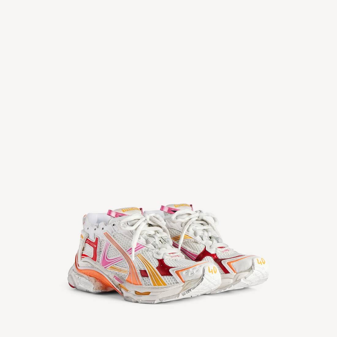 Damers löpande sko i vit/orange/pink/röd