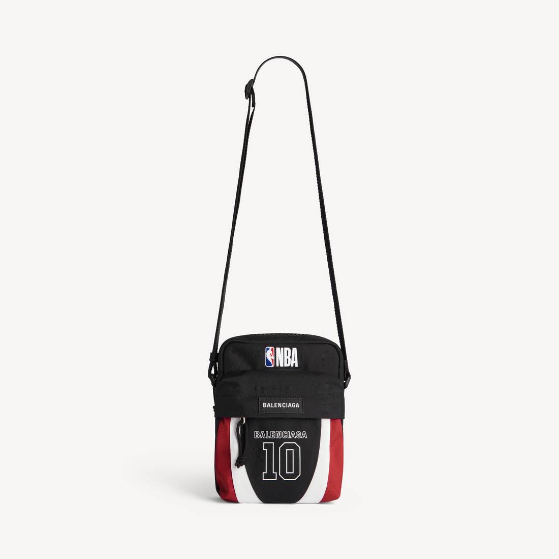 Herrars Balenciaga | NBA-samarbete Explorer-väsk i svart/vit/vermilionröd
