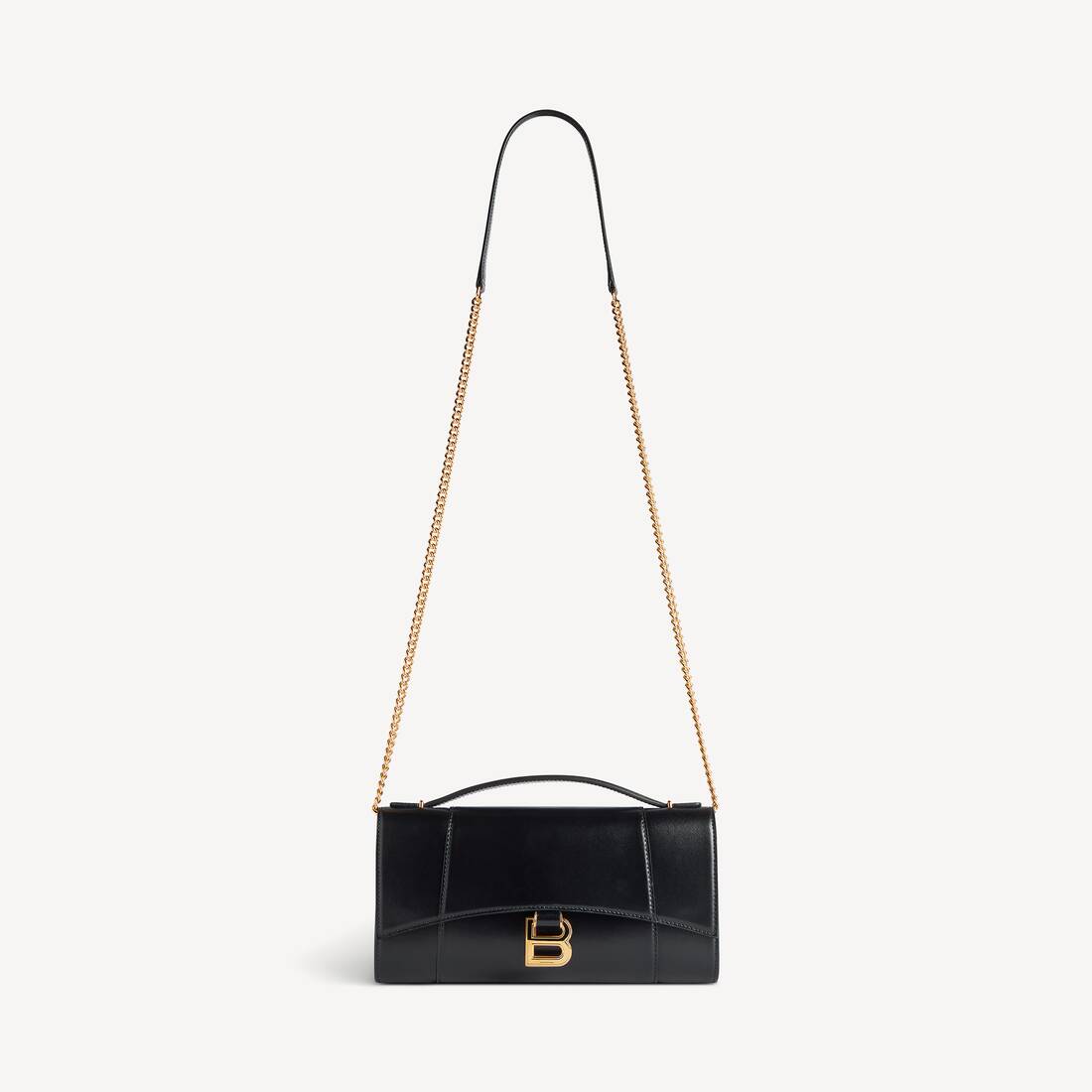 Kvinnors hourglass-pochette med kedja i svart