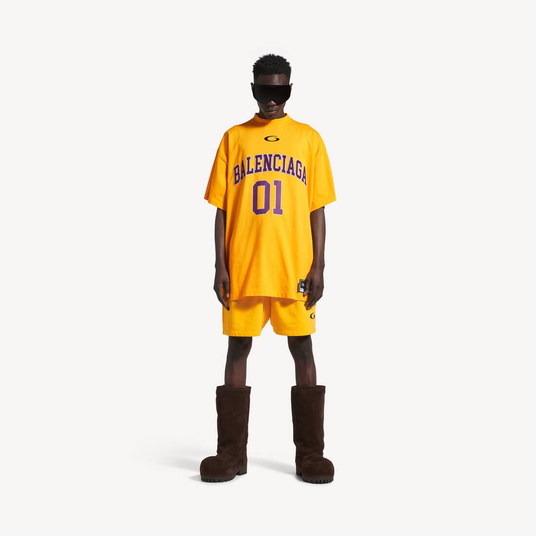 Herrarnas basketball-oversized T-shirt i djupt lila/gul