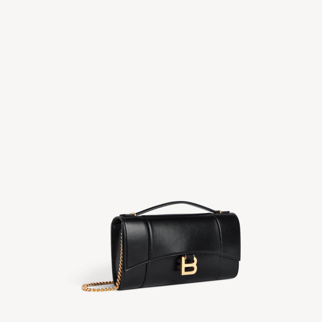 Kvinnors hourglass-pochette med kedja i svart