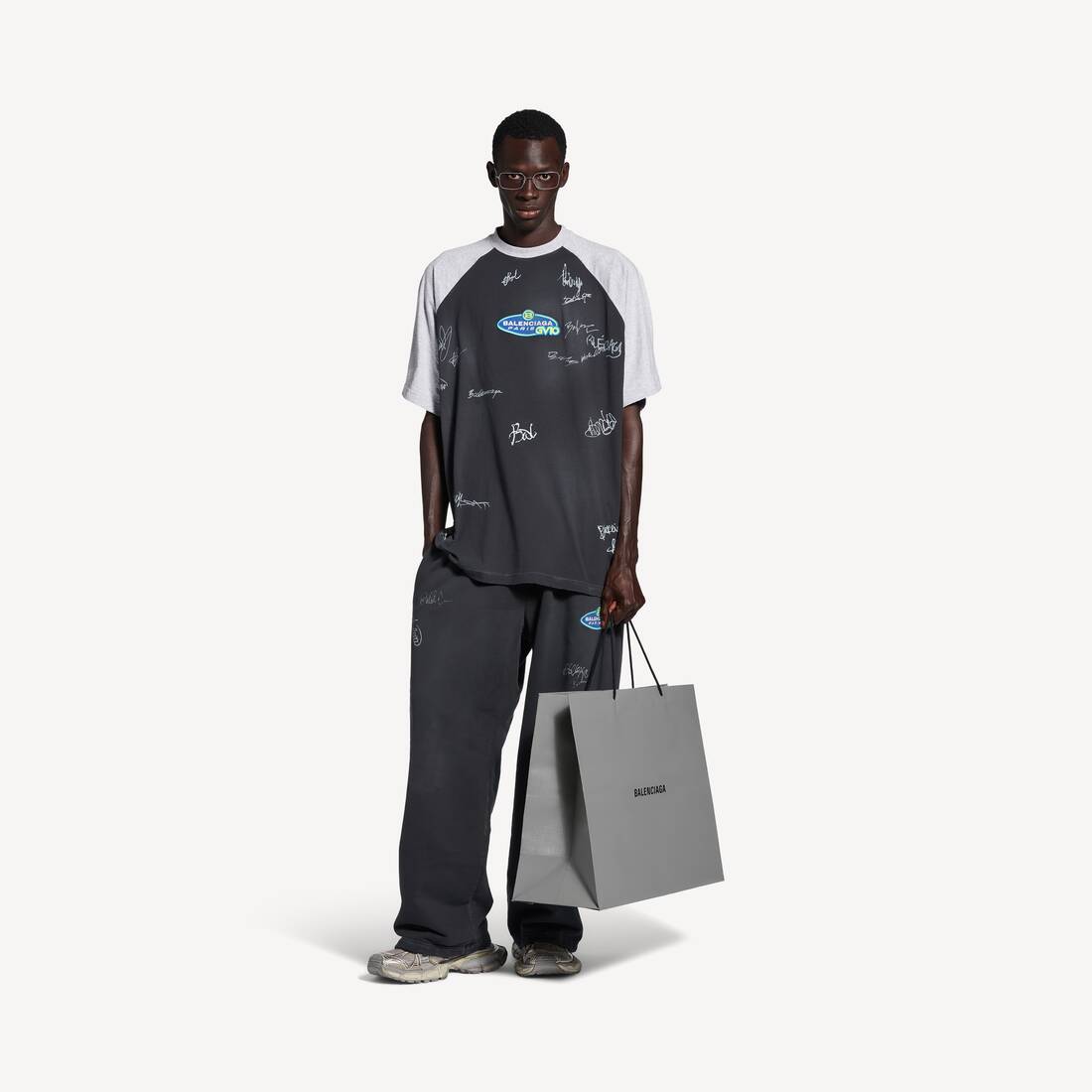 Herrarnas banana raglan oversized T-shirt i släckt svart