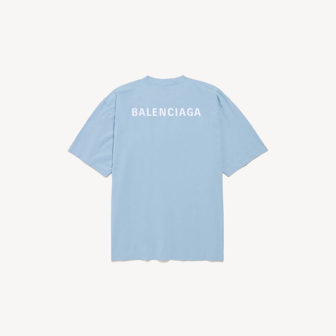 Herrars Balenciaga bak T-shirt medium passform i ljusblått/vitt