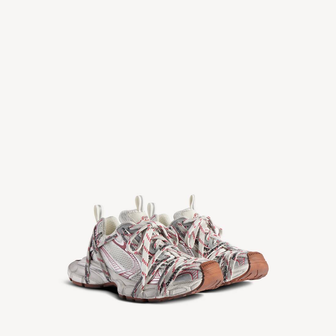 Herrarnas 3xl Extreme Laces-logotypsneaker i beige/grå/röd/brun