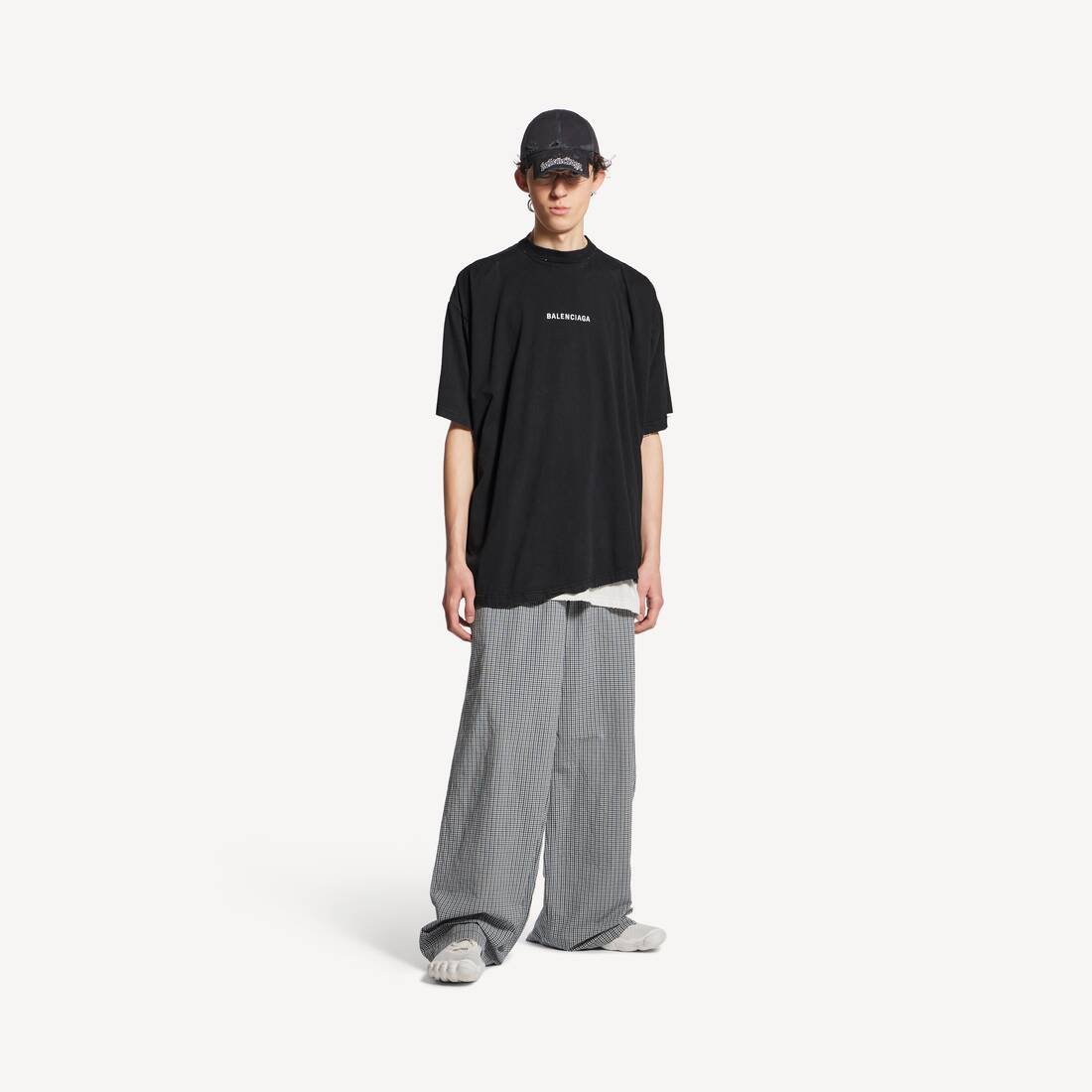 Herrarnas Balenciaga Back Double-T-shirt i släckt svart