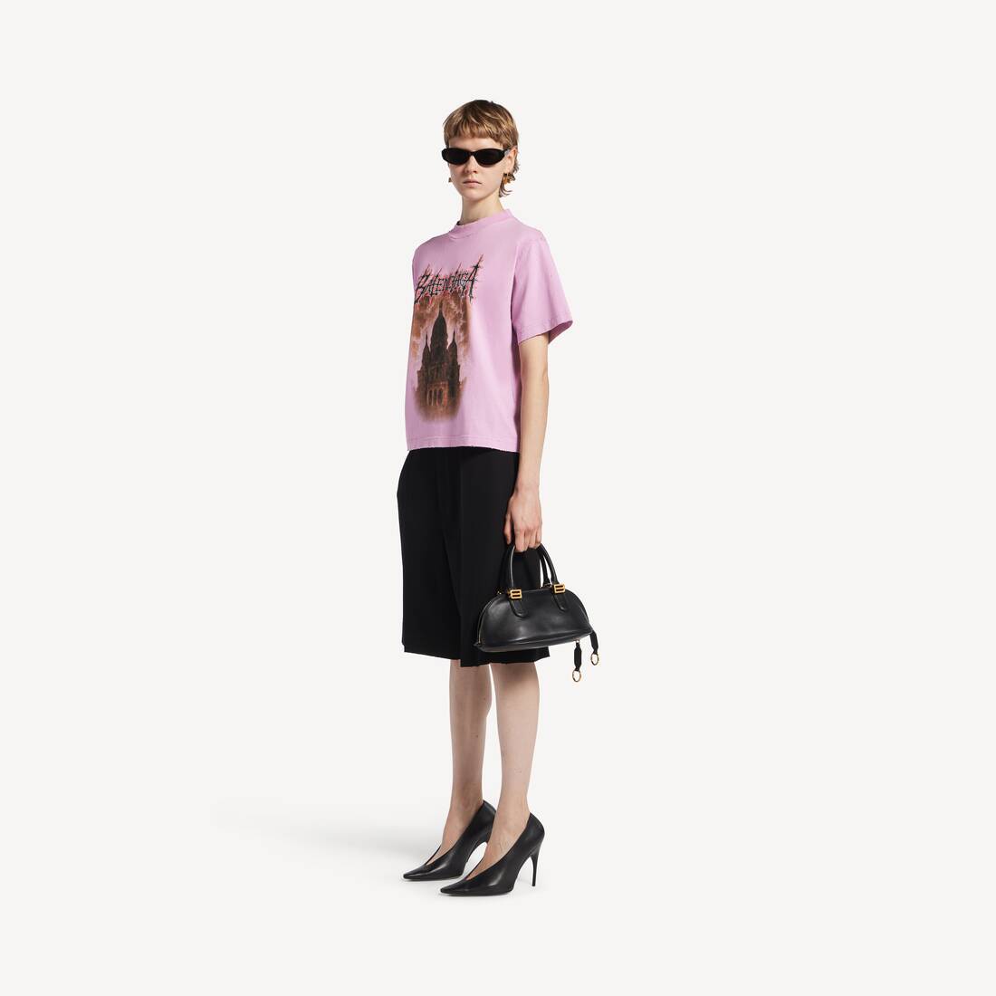 Damers Balenciaga Sacré Cœur T-shirt Medium Fit i gammal rosa